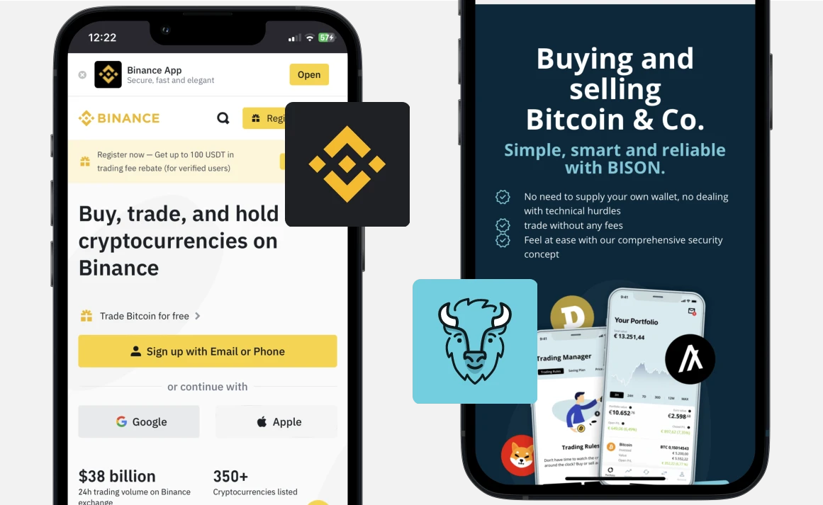 Binance vs Bison: Webseite