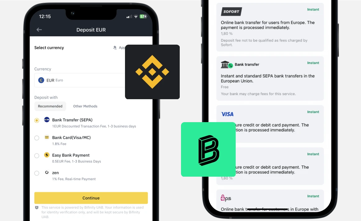 Binance vs Bitpanda: Payments