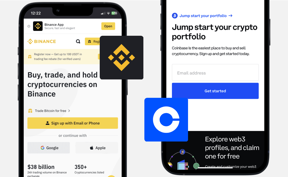 Binance vs Coinbase: Website