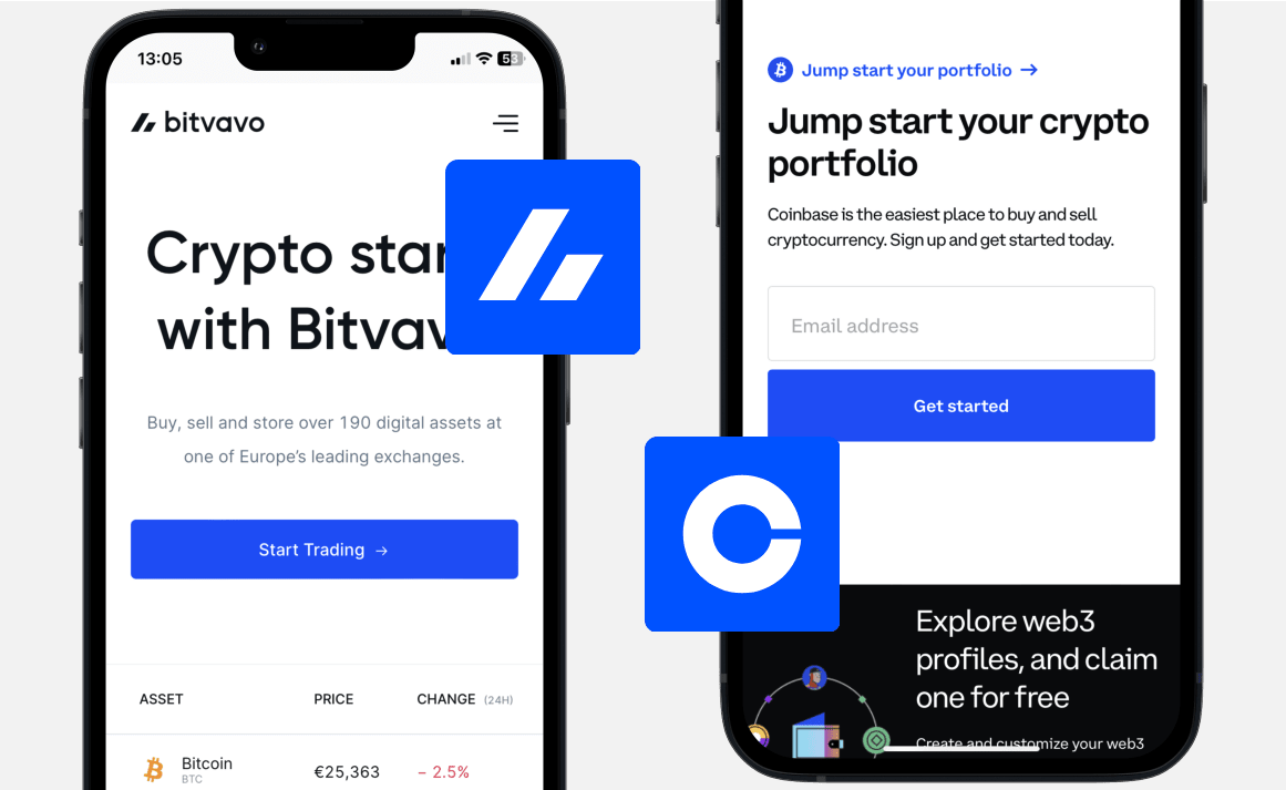 Bitvavo vs Coinbase: Website