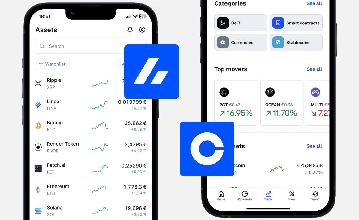 Bitvavo vs Coinbase: Dashboard