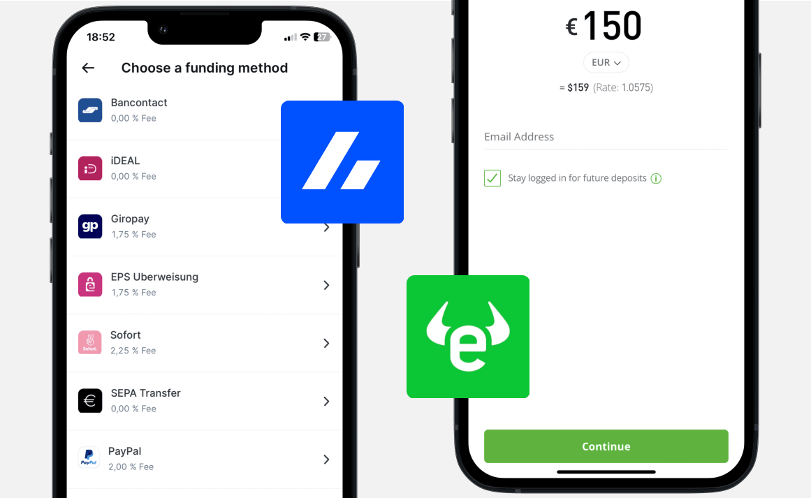 Bitvavo vs eToro: Zahlungen