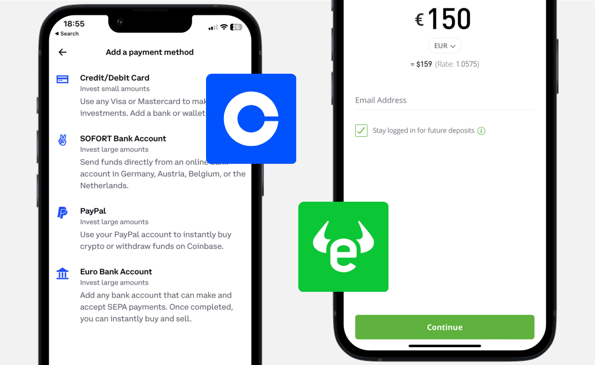 Coinbase vs eToro: Zahlungen