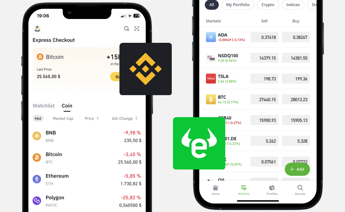 Binance vs eToro: Dashboard
