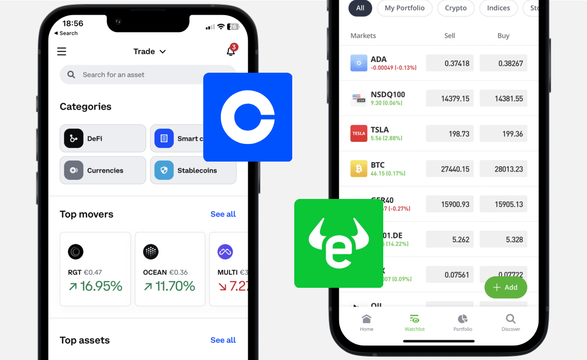 Coinbase vs eToro: Dashboard