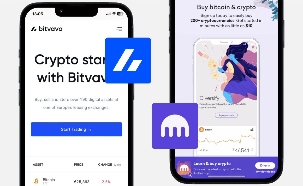 Bitvavo vs Kraken: Webseite