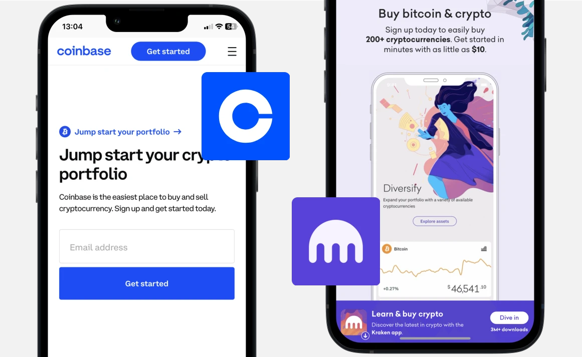 Coinbase vs Kraken: Webseite