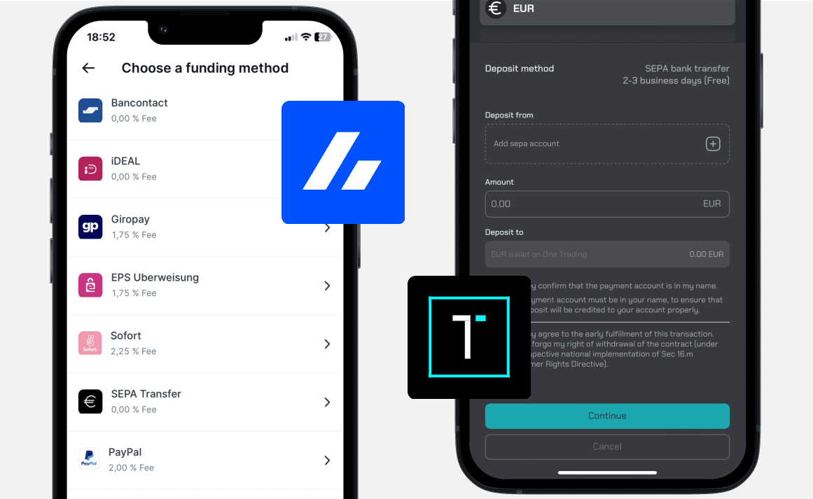 Bitvavo vs One Trading: Payments