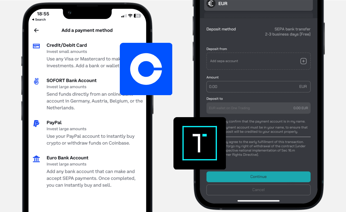 Coinbase vs One Trading: Zahlungen