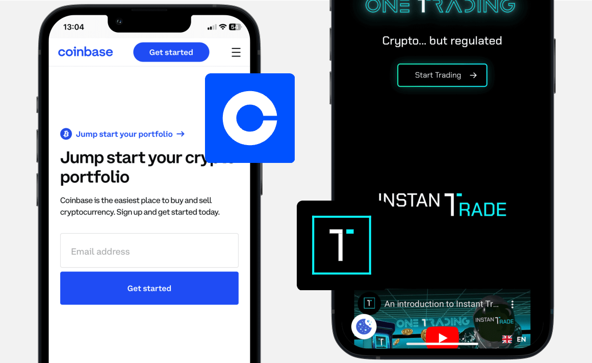 Coinbase vs One Trading: Webseite