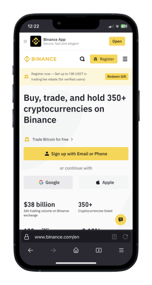 Binance: Webseite (Desktop)