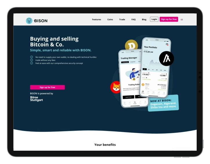 Bison: Webseite (Desktop)