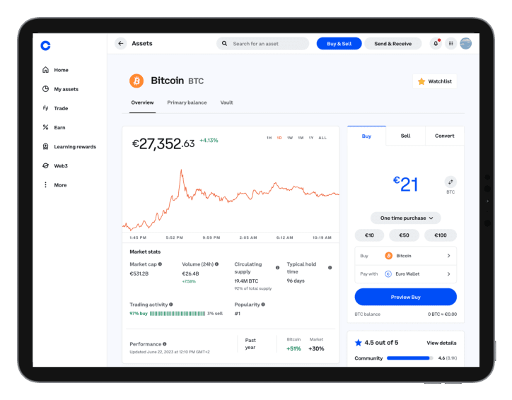 Coinbase: Trading (Desktop)